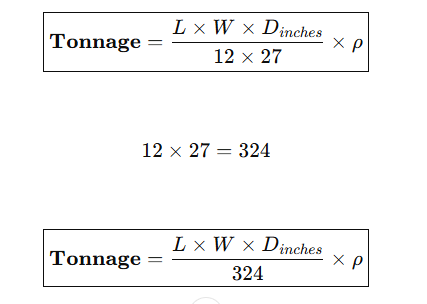 tonnage simple formula 